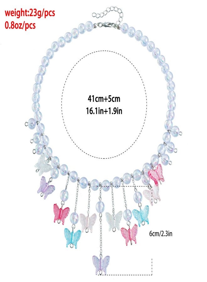IS4U Crystal Butterfly Necklace Colorful Ten Butterfly Bead Necklace Layered Red Butterfly Necklace Y2K Crystal Butterflys Choker Long Tassel Butterfly Y Necklace Dainty Butterflys Jewelry for Women (Colourful1) - Image 3